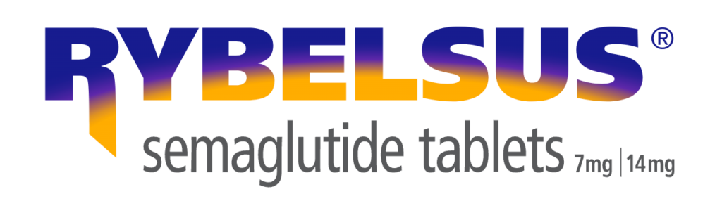 Rybelsus-logotyp, semaglutidtabletter 7 mg och 14 mg.