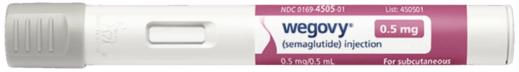 En engångsinjektion innehållande semaglutid, 0,5 mg, för subkutan administrering.